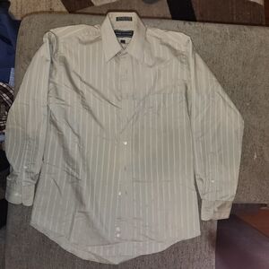 David Taylor Men's Beige Striped Dress Shirt